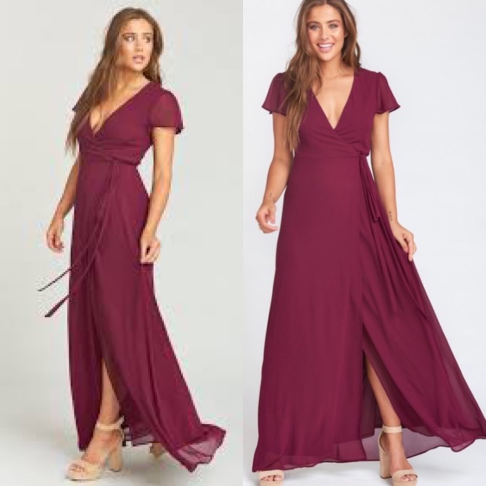 show me your mumu | noelle wrap dress merlot chiffon XL - worn once